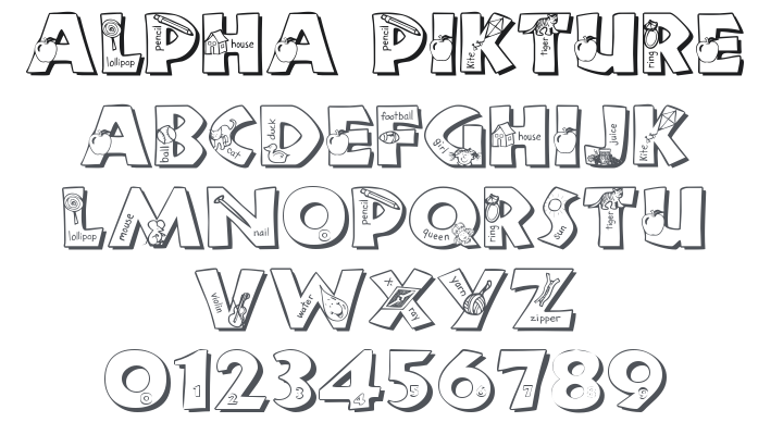 101! Alpha Pikture 'Bet Font
