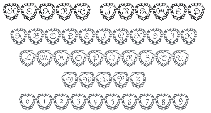 101! Heart Framed Font