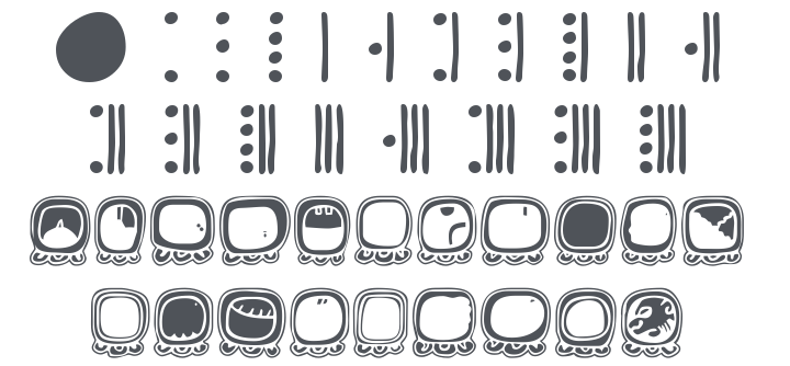 101! Mayan Day Glyphz Font