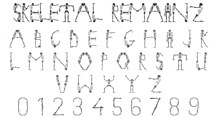 101! Skeletal Remainz Font