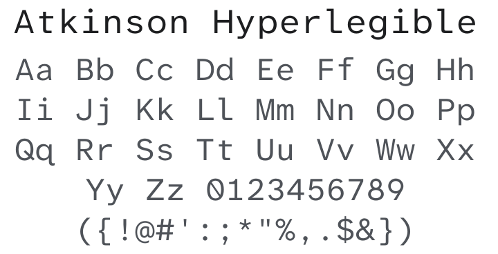 Atkinson Hyperlegible Mono Font Family