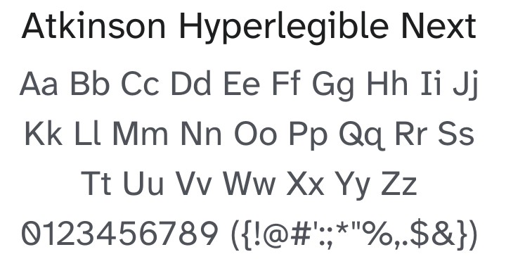 Atkinson Hyperlegible Next Font Family