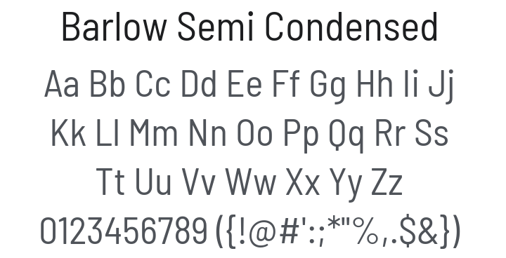 Barlow Semi Condensed Font Family