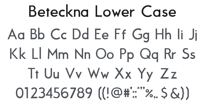 Beteckna Lower Case Font Family