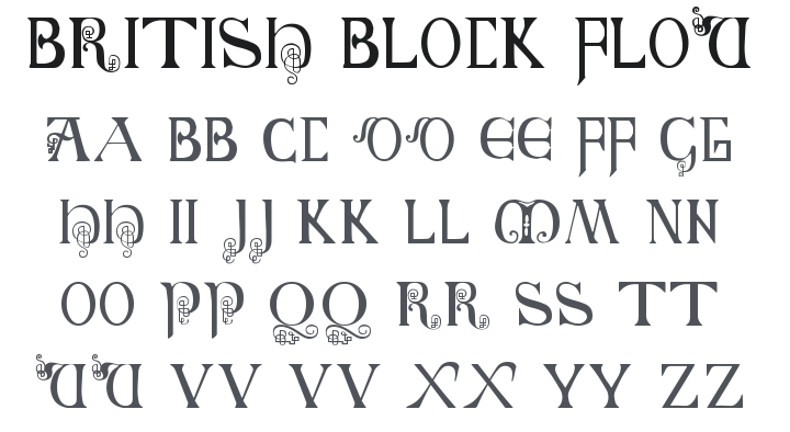 British Block Flourish, 10th c. Font