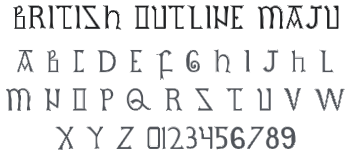 British Outline Majuscules Font