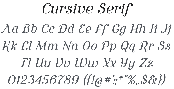 Cursive Serif Font Family