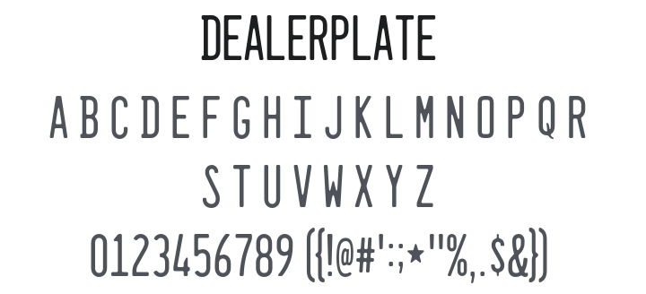Dealerplate Font