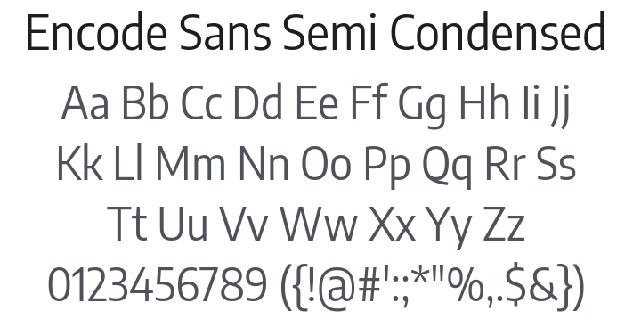 Encode Sans Semi Condensed Font Family