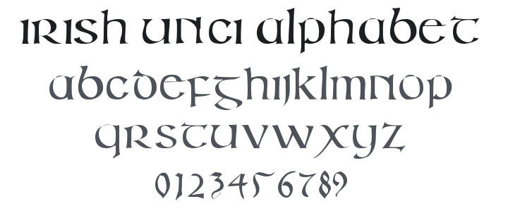 Irish Unci Alphabet Font