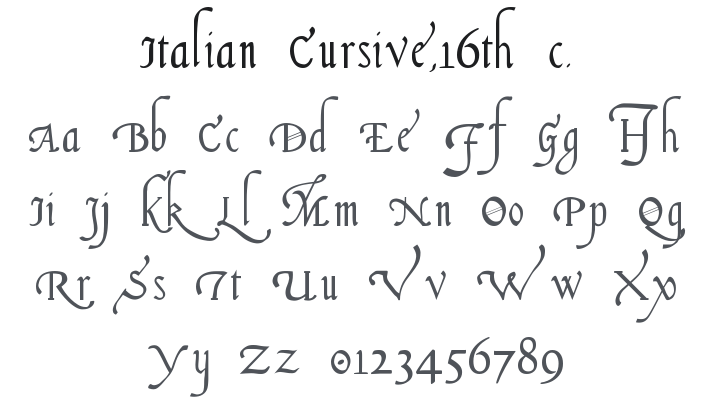 Italian Cursive, 16th c. Font