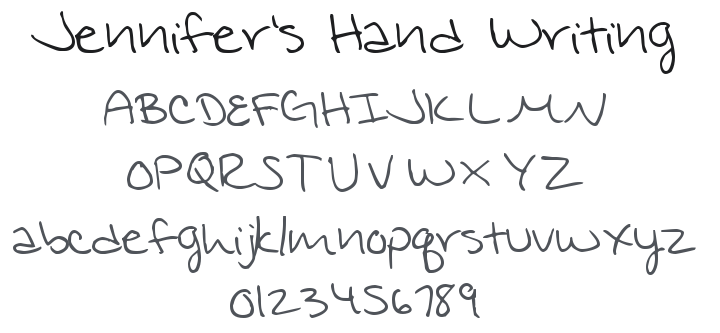 Jennifer's Hand Writing Font