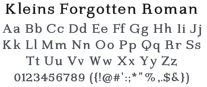 Kleins Forgotten Roman Font