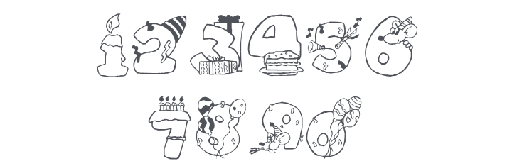 KR Birthday Numbers Font
