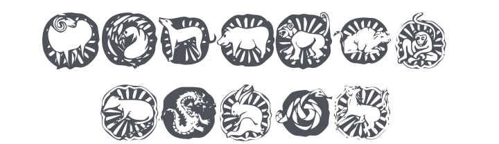 KR Chinese Zodiac Font