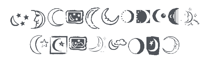 KR Crescent Moons Font