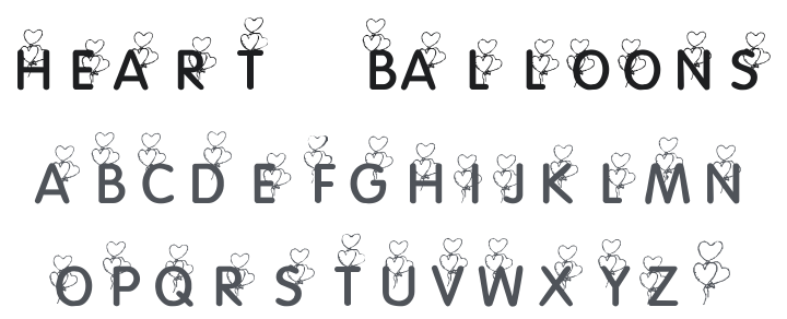 KR Heart Balloons Font