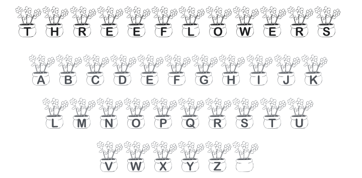 KR Three Flowers Font