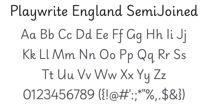 Playwrite England SemiJoined Font Family