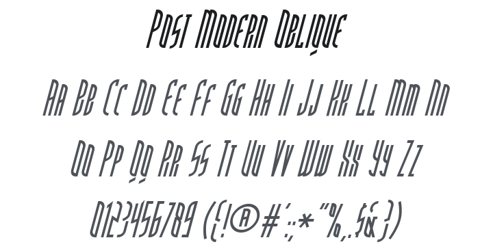 Post Modern Oblique Font