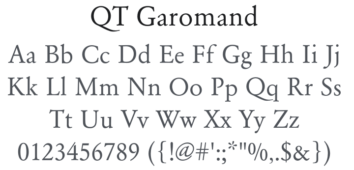 QT Garomand Font Family