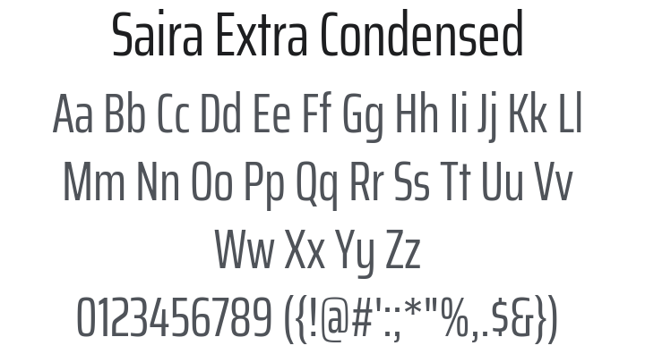 Saira Extra Condensed Font Family
