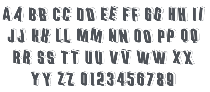 Threedimensional Font Family