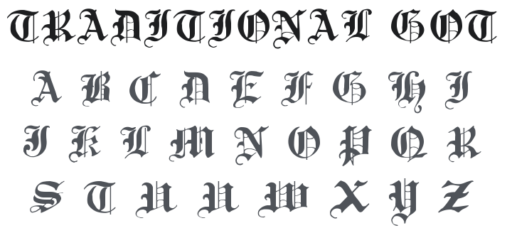Traditional Gothic, 17th c. Font