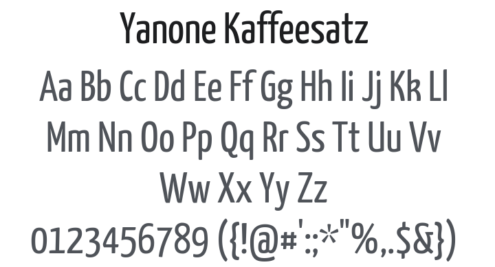 Yanone Kaffeesatz Font Family