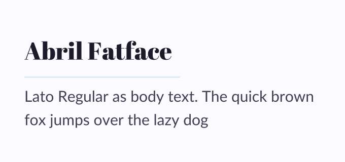 Abril Fatface + Lato font pairing preview