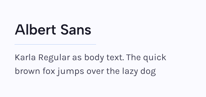 Albert Sans + Karla font pairing preview