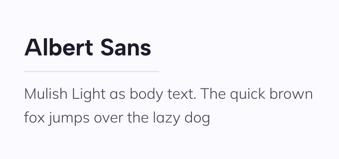 Albert Sans + Mulish font pairing preview