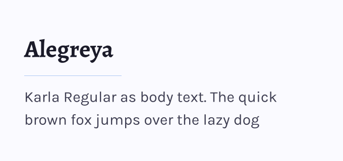 Alegreya + Karla font pairing preview