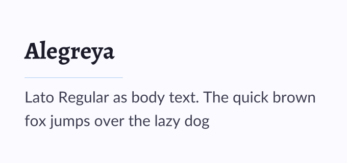 Alegreya + Lato font pairing preview