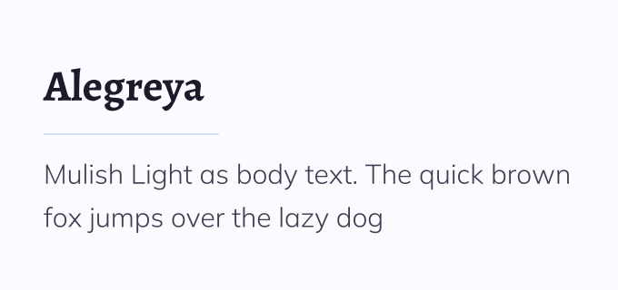 Alegreya + Mulish font pairing preview