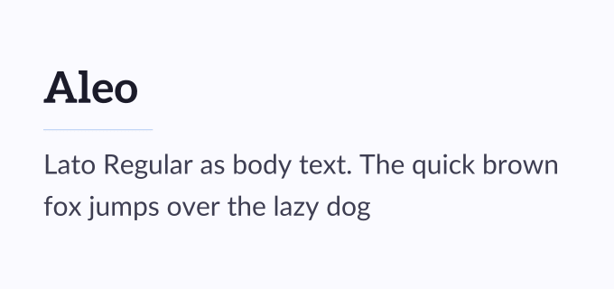 Aleo + Lato font pairing preview