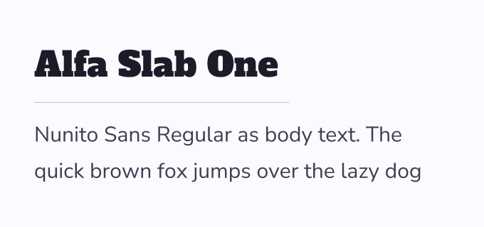 Alfa Slab One + Nunito Sans font pairing preview
