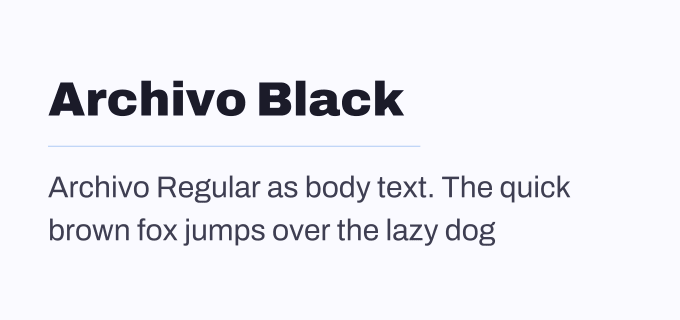 Archivo Black + Archivo font pairing preview