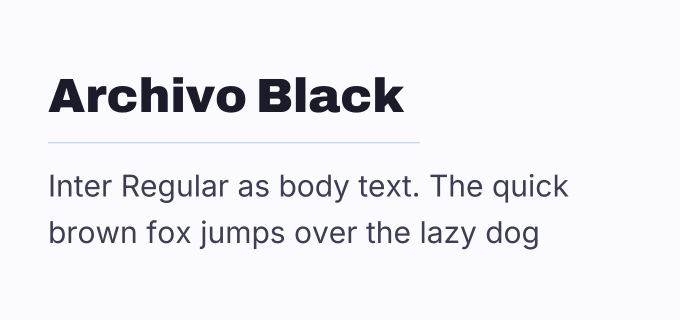 Archivo Black + Inter font pairing preview