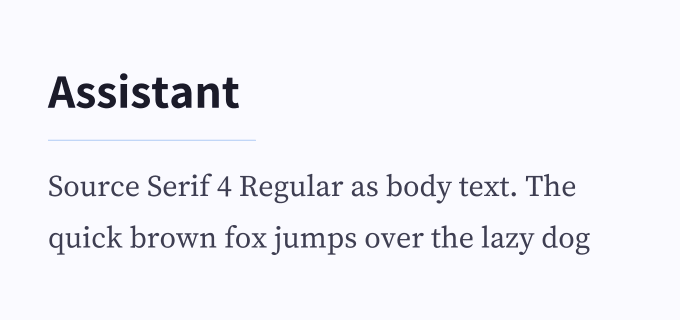 Assistant + Source Serif 4 font pairing preview