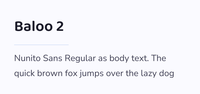 Baloo 2 + Nunito Sans font pairing preview