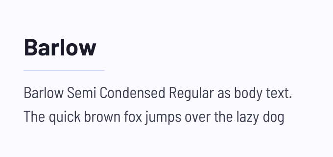 Barlow + Barlow Semi Condensed font pairing preview