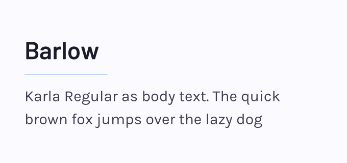 Barlow + Karla font pairing preview