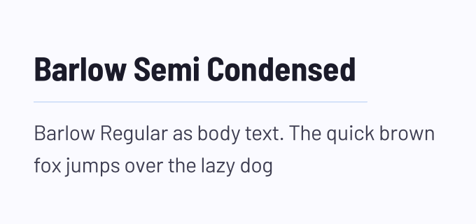 Barlow Semi Condensed + Barlow font pairing preview