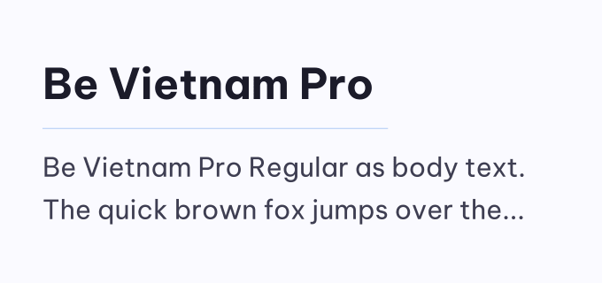 Be Vietnam Pro + Be Vietnam Pro font pairing preview