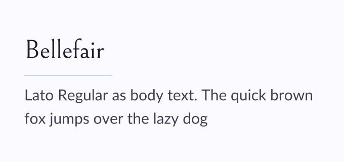 Bellefair + Lato font pairing preview