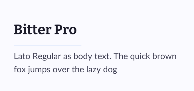 Bitter Pro + Lato font pairing preview