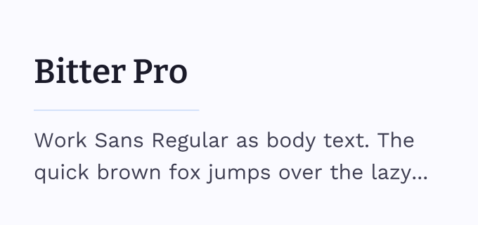 Bitter Pro + Work Sans font pairing preview