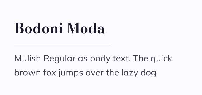 Bodoni Moda + Mulish font pairing preview