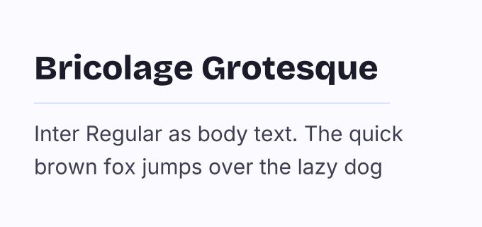 Bricolage Grotesque + Inter font pairing preview